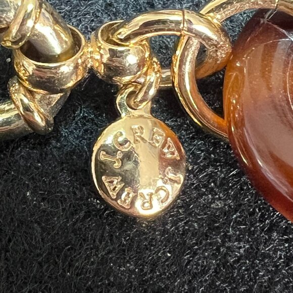 J Crew Navy Blue, Cream, Tortoiseshell Enamel Gold Jumbo Link Bracelet - Picture 2 of 5